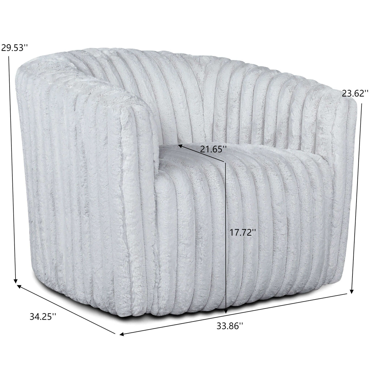 Modern Comfort Swivel Chair with Channel-Tufted Design - White or Gray, photo 9 of 10