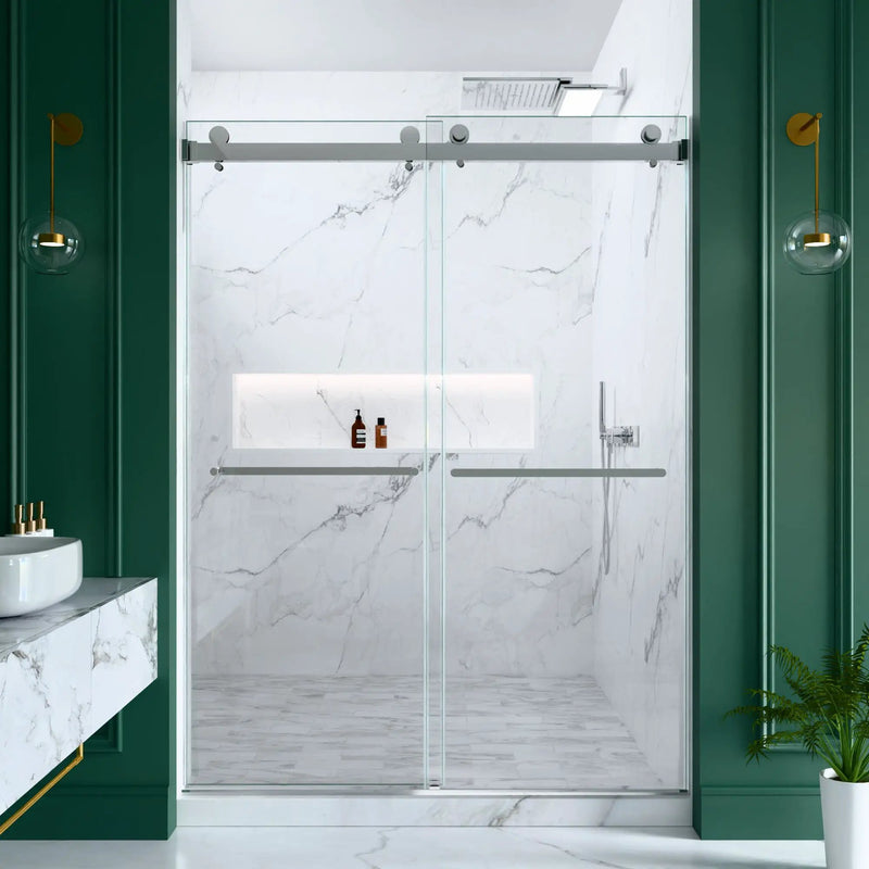 56"-60"W x 80"H Frameless Double Sliding Shower Door by HouseOfZazla