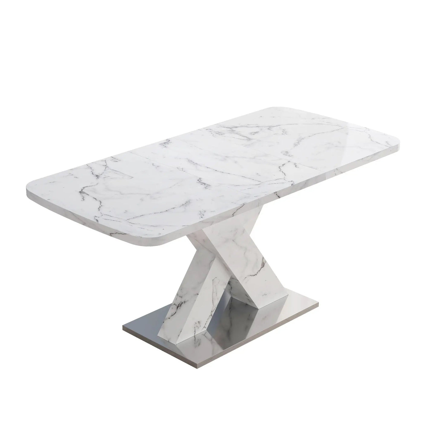 Modern Rectangle Dining Table With Stretchable TopAnd X Shape Legs by HouseOfZazla