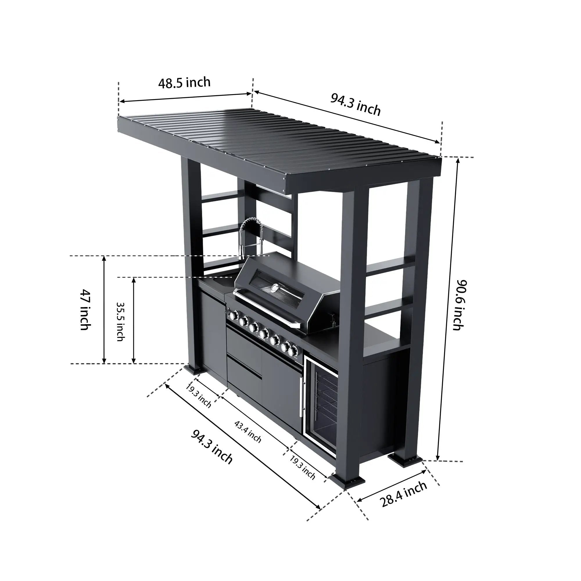 94-Inch 6-Burner Deluxe Stainless Steel Gas Outdoor Kitchen Grill by HouseOfZazla