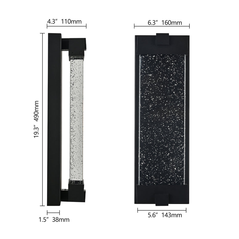Black Aluminum Outdoor Wall Light with Bubble Crystal by HouseOfZazla