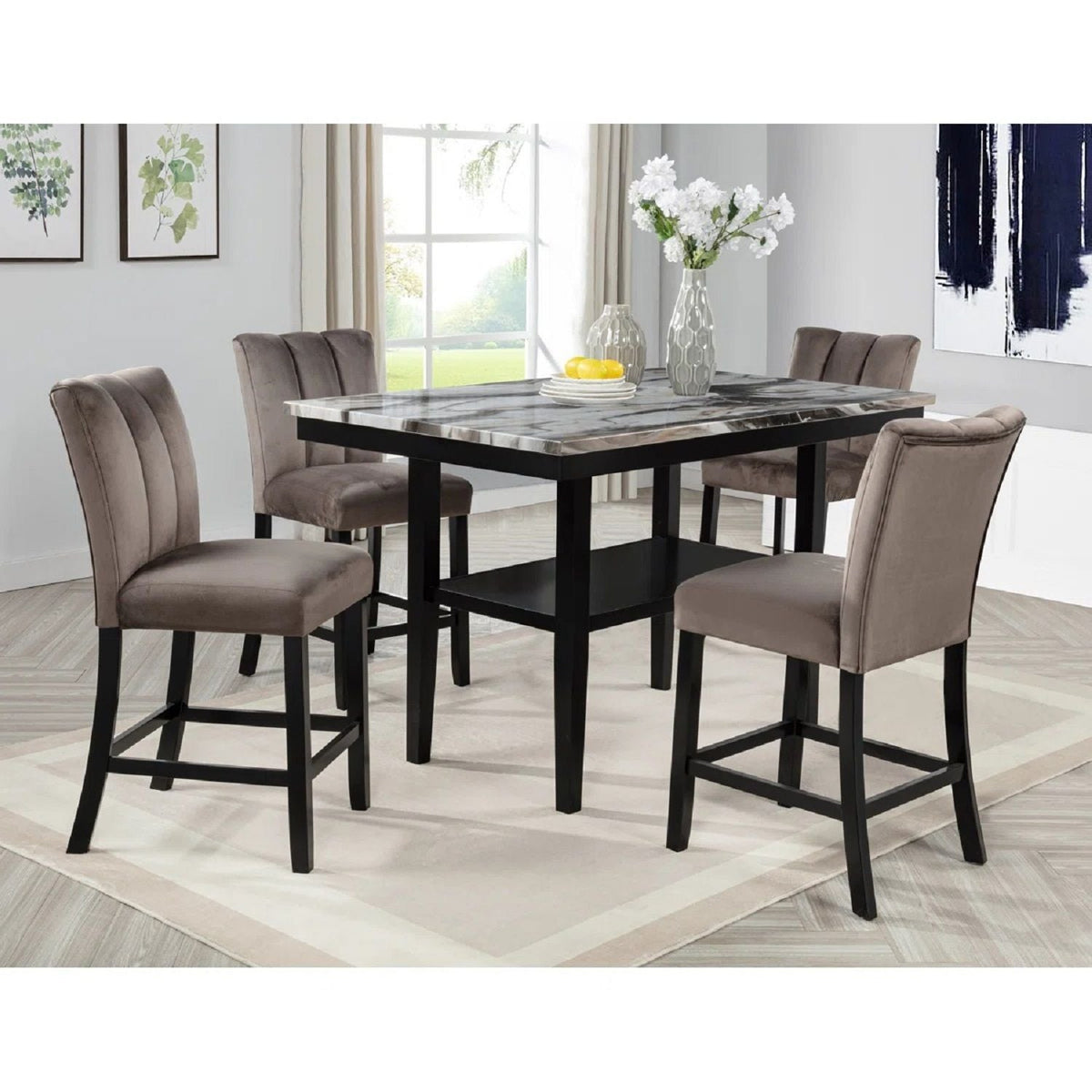 Counter Dining Table with Storage Shelf - Black, photo 4 of 4