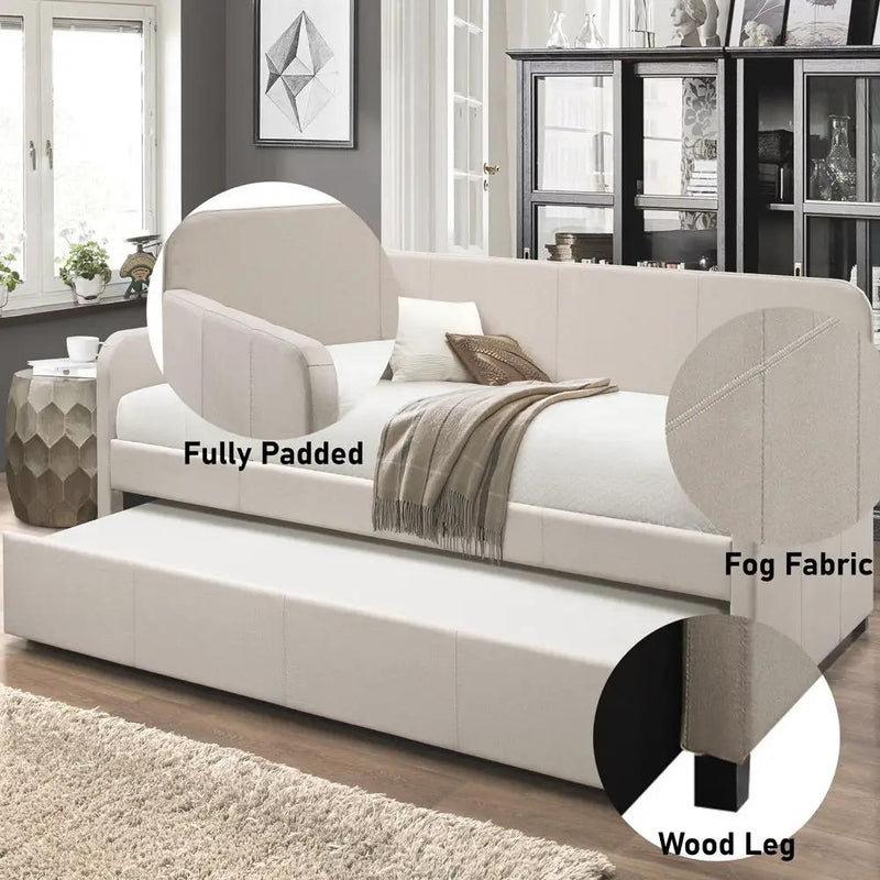 Jagger - Twin Daybed With Trundle - Fog Fabric by Unique Piece Furniture