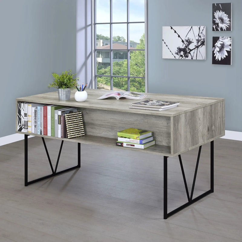 Analiese 63-inch 4-drawer Writing Desk Grey Driftwood by Unique Piece Furniture