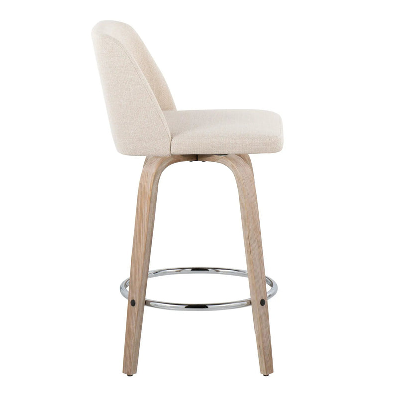 Toriano - Contemporary Fixed Height Counter Stool With Swivel & Round Footrest Modern Design (Set of 2) by HouseOfZazla