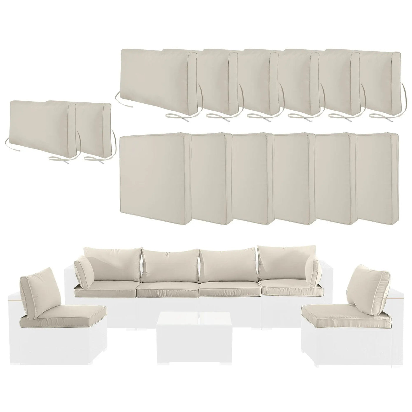 Cushion Covers For 7 Piece Wicker Sectional Sofa, 14 Pack Seat And Back Slipcovers With Zipper by HouseOfZazla