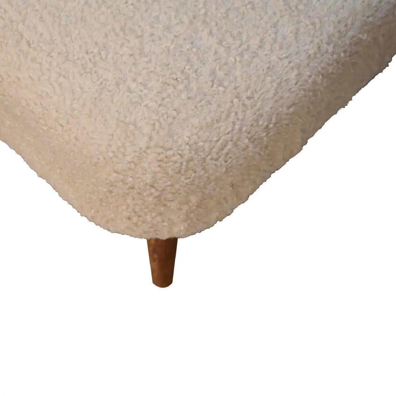 Solid Wood Boucle Upholstered Square Footstool by HouseOfZazla