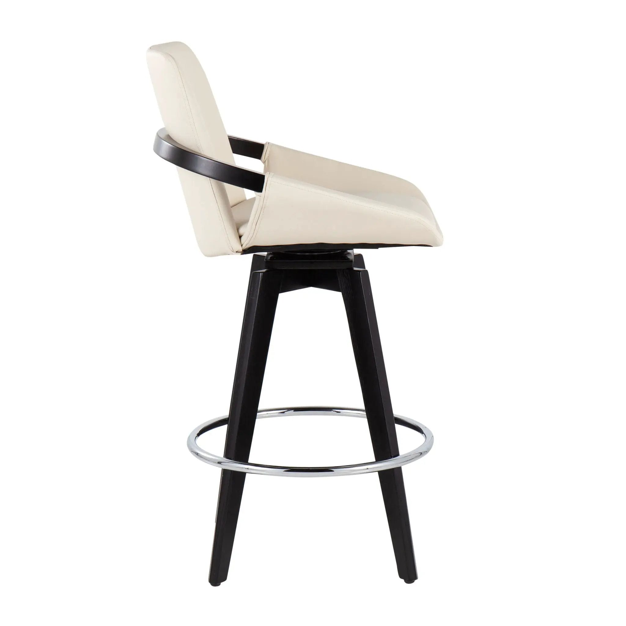 Cosmo - Contemporary Fixed Height Counter Stool With Swivel And Round Footrest (Set of 2) by HouseOfZazla