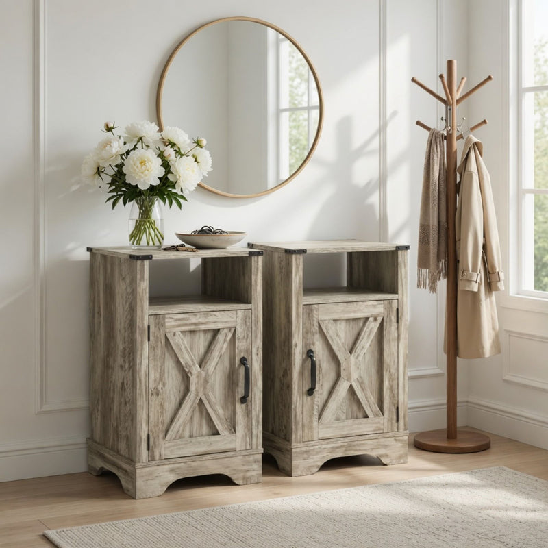 Farmhouse Nightstand, Charging Station & Storage by HouseOfZazla