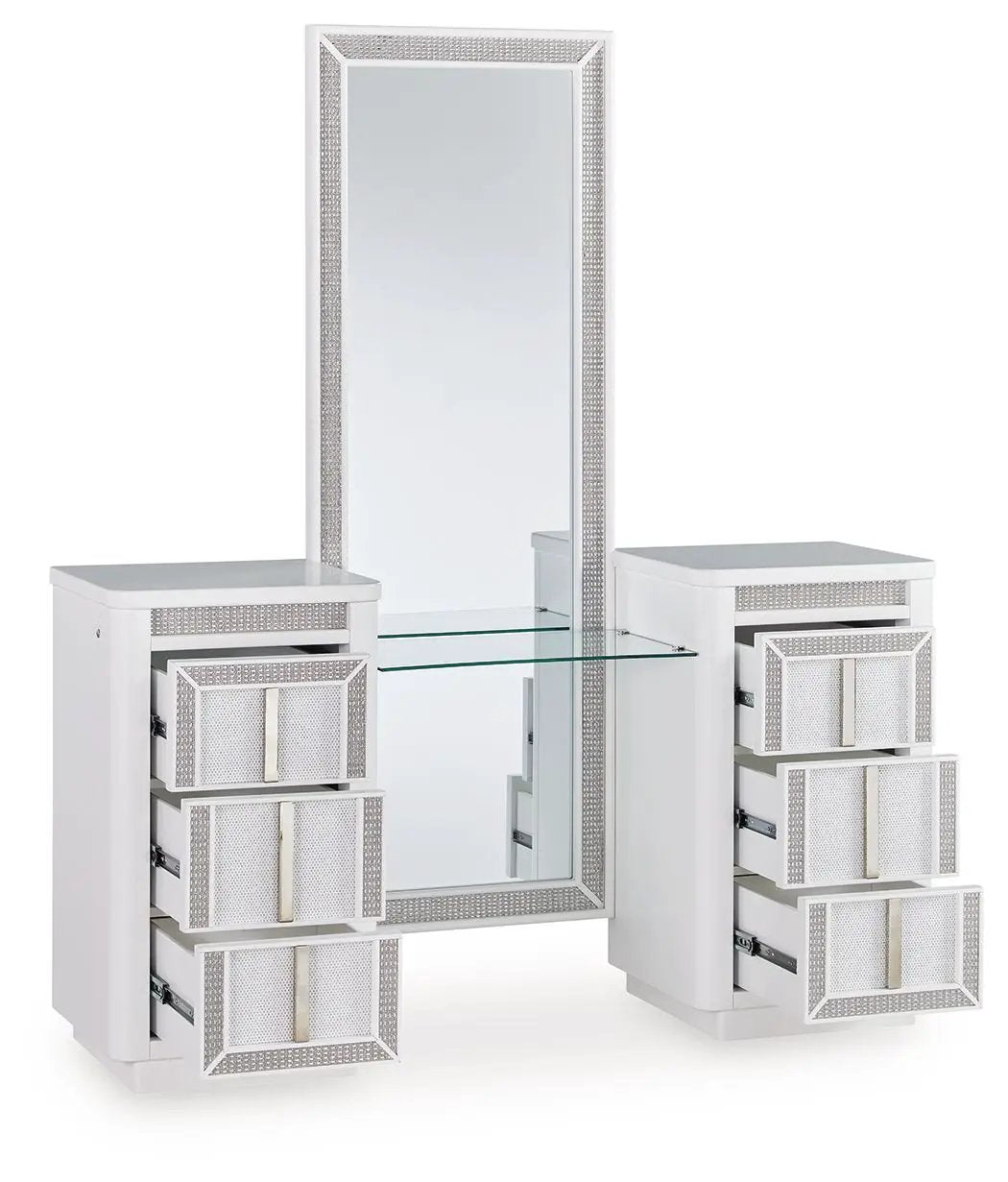 Chalanna - Vanity With Mirror - White by Unique Piece Furniture