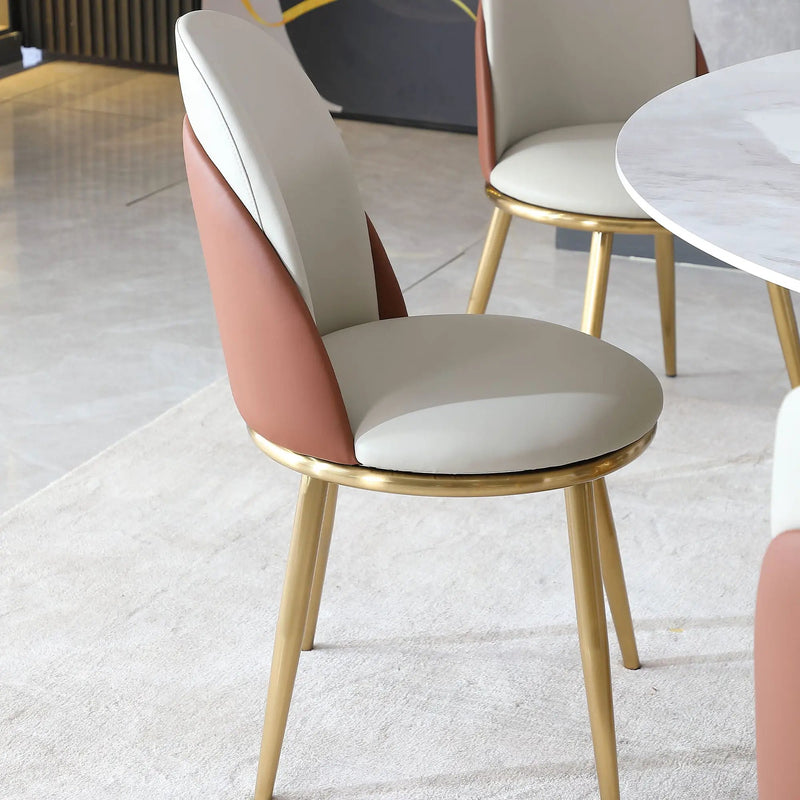 Modern Dining Chairs (Set of 2) With Gold Metal Legs - Beige by Unique Piece Furniture