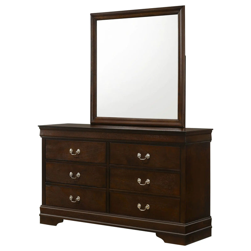 Louis Philippe 6-drawer Dresser with Mirror Cappuccino by Unique Piece Furniture