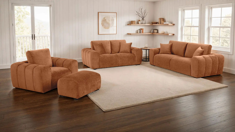 Burnett Chenille Upholstered Ottoman Burnt Orange by Unique Piece Furniture