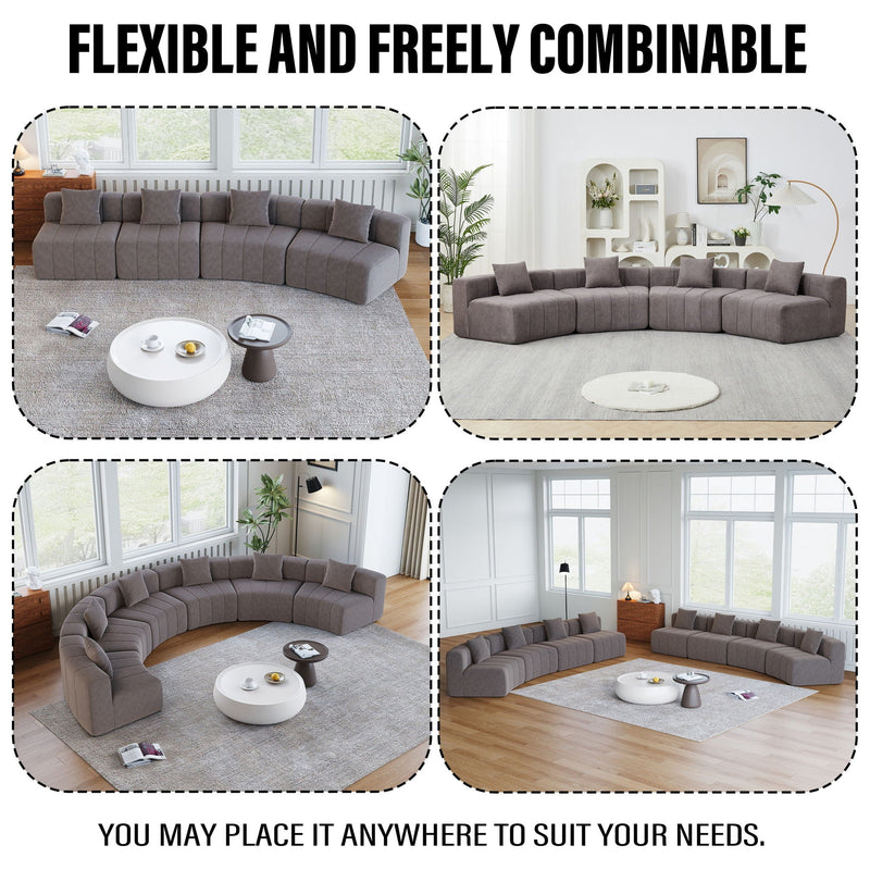 Curved Sectional Sofa With 2 Pillows For Living Room - Gray by HouseOfZazla