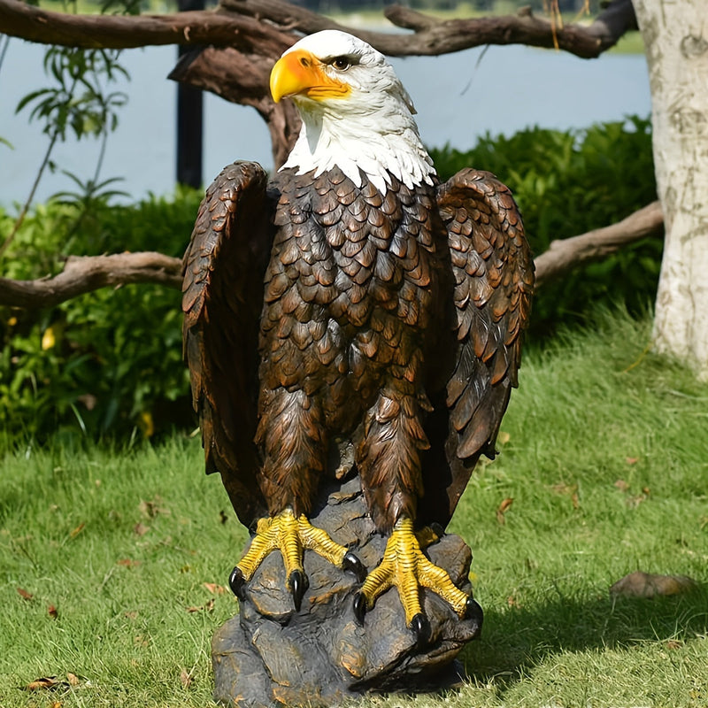 13" H x 24.4" L Large Standing Bald Eagle Garden Statue by HouseOfZazla
