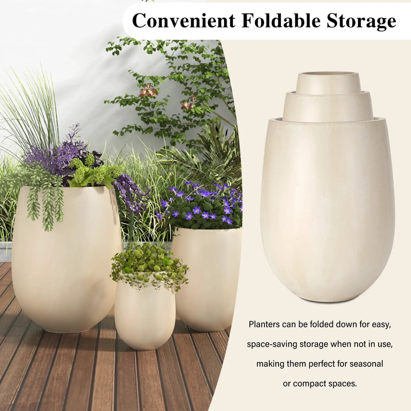 U_STYLE Lightweight Round MGO Outdoor Planter Set - 3 Sizes by HouseOfZazla