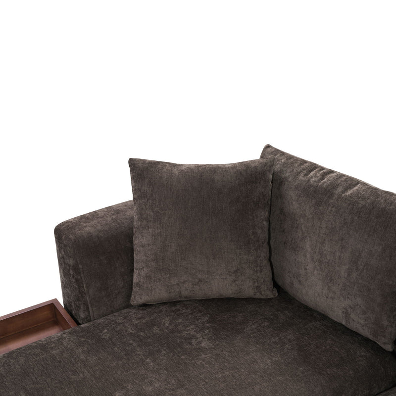 Modern L Shaped Sectional Sofa With Upholstery And Wooden Storage by HouseOfZazla