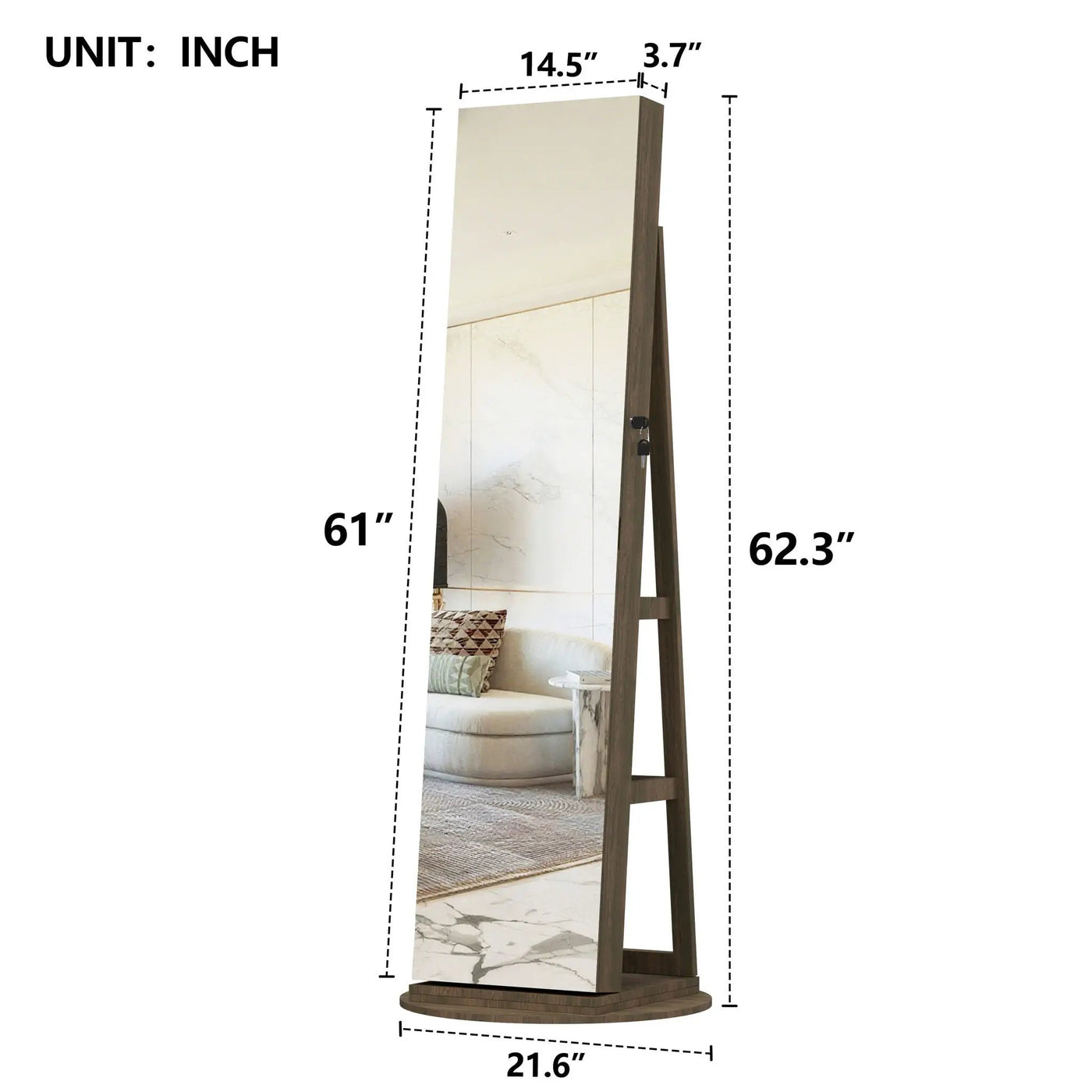 Swivel Jewelry Cabinet With Full Length Mirror by HouseOfZazla