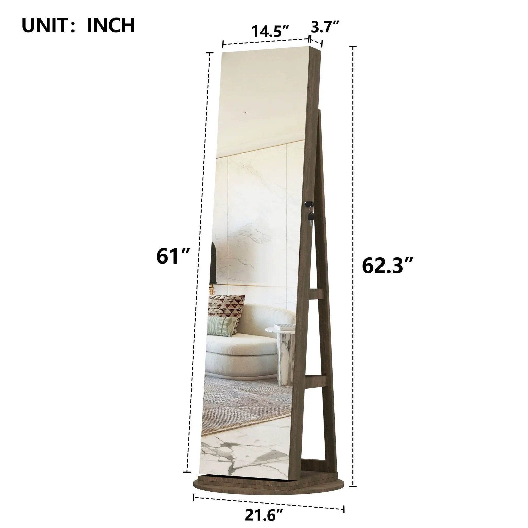 Swivel Jewelry Cabinet With Full Length Mirror by HouseOfZazla