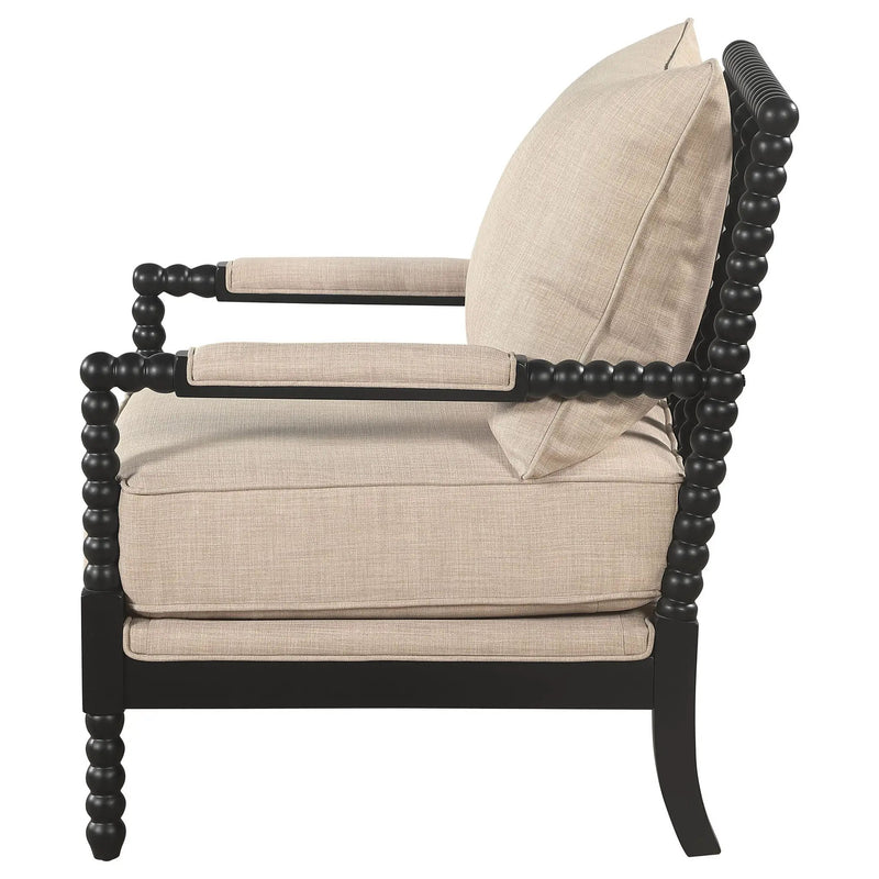 Blanchett Upholstered Bobbin Accent Chair Beige and Black by Unique Piece Furniture