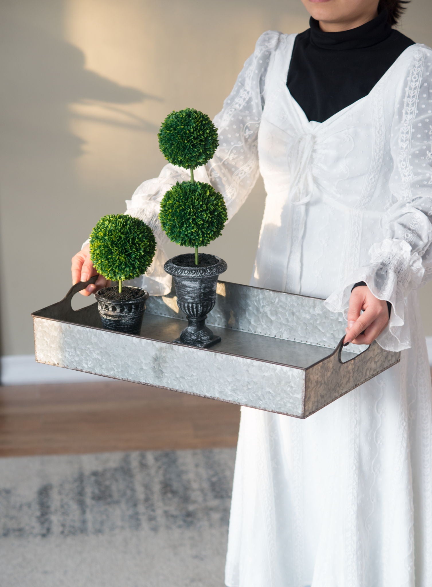 Decorative Galvanized Nesting Trays (Set of 3) - Gray by HouseOfZazla