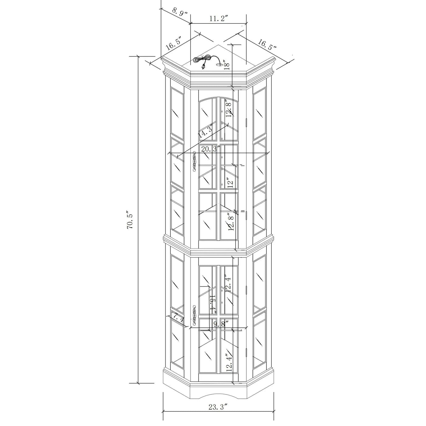 Corner Curio Cabinet With 5 Shelves And Lighting System by HouseOfZazla