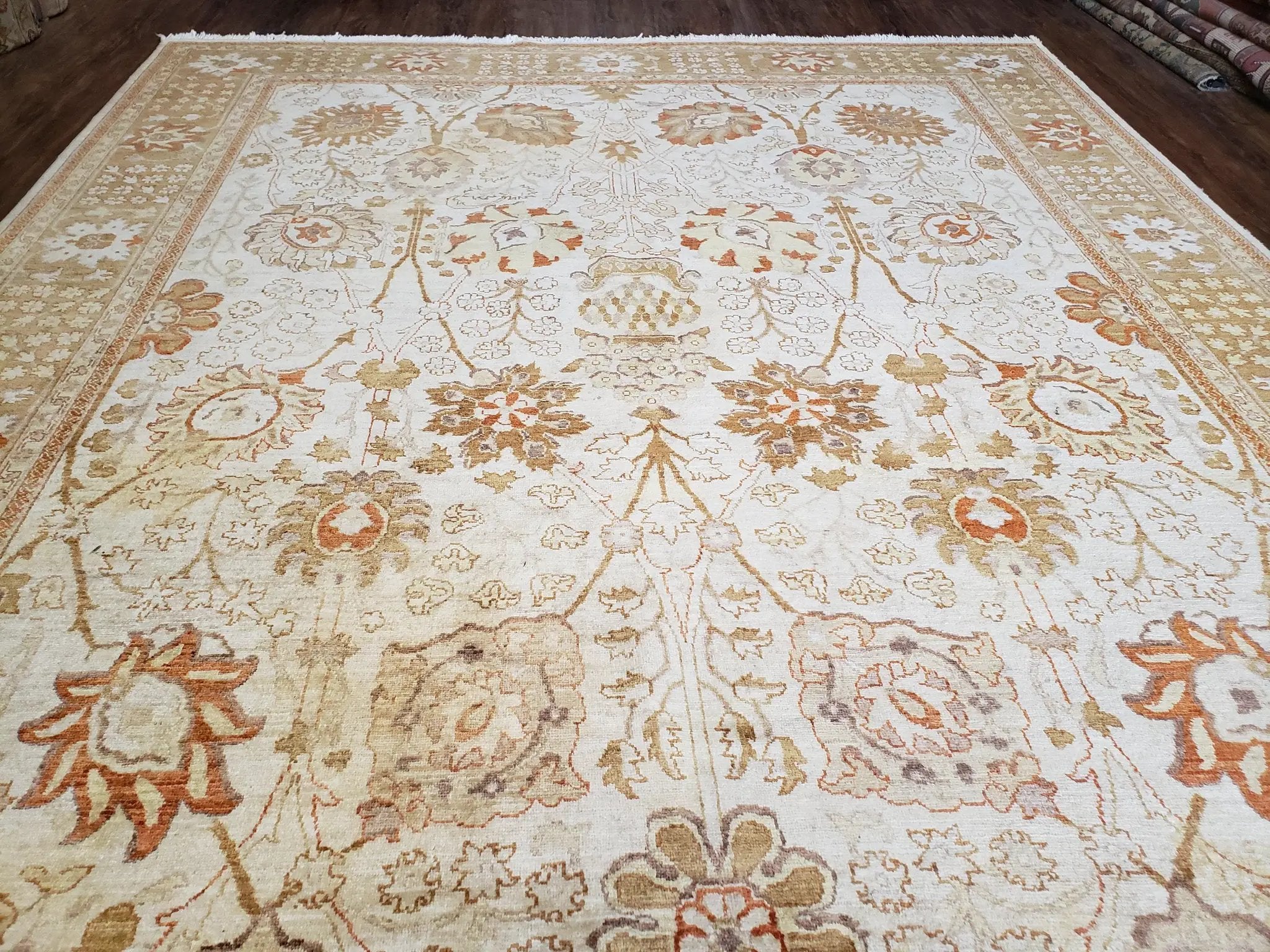 8x10 Oushak Rug, Pakistani Peshawar Wool Carpet, Beige Tan by Jewel Rugs