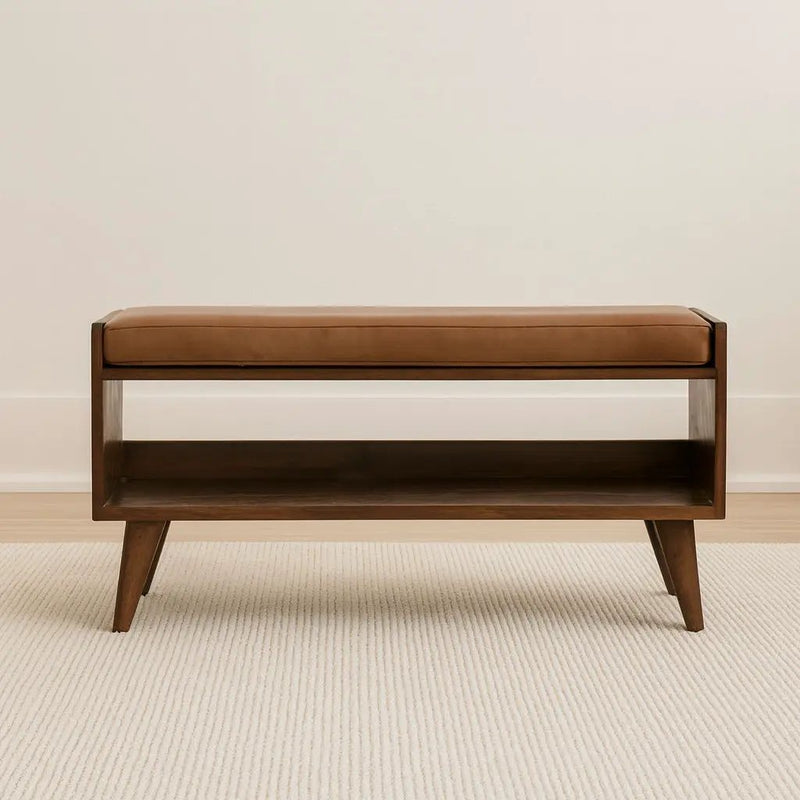 Solid Wood Bench With Upholstered Sea by Unique Piece Furniture