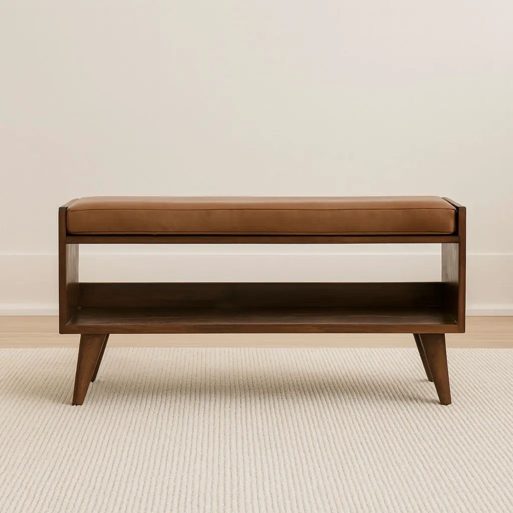 Solid Wood Bench With Upholstered Sea by HouseOfZazla
