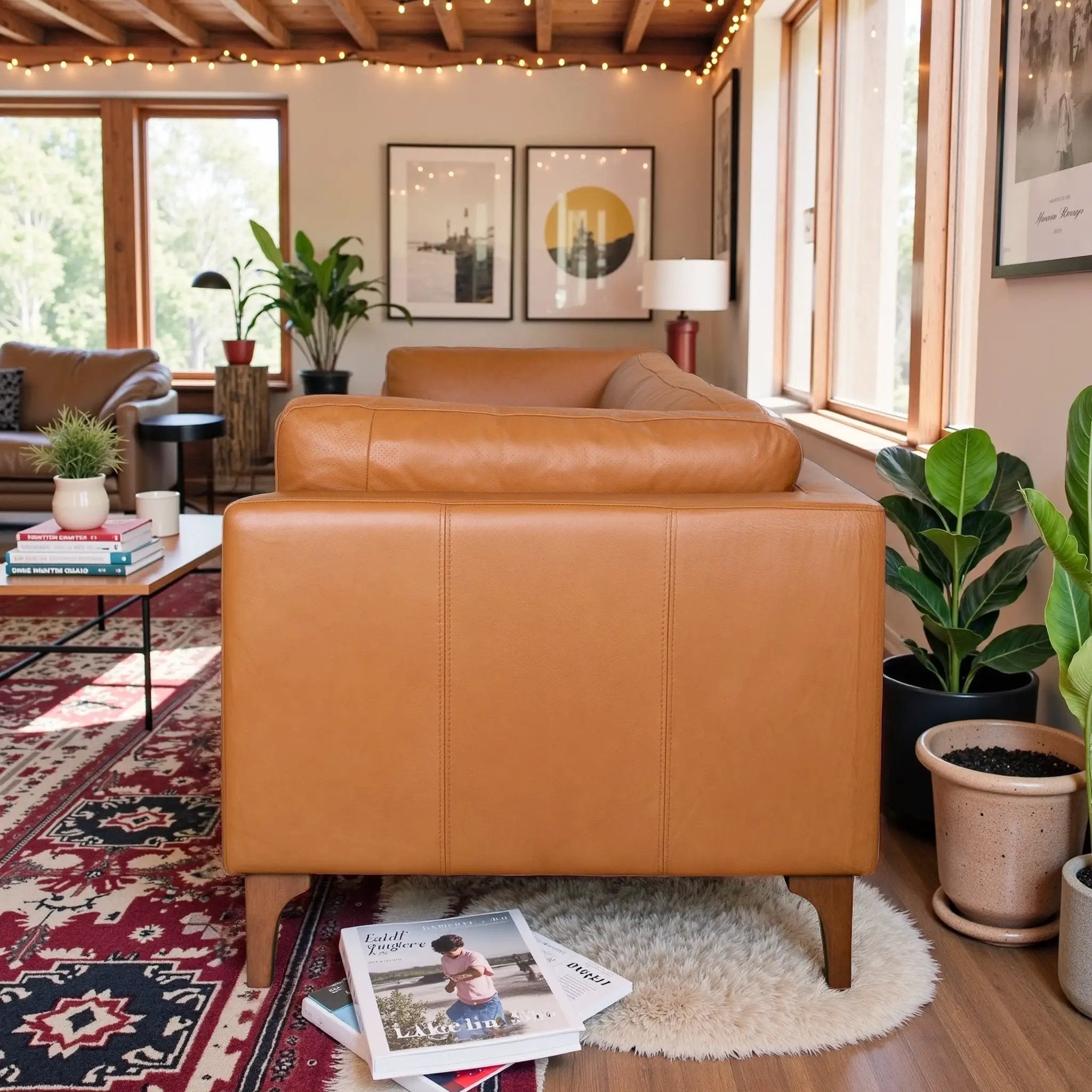 Bellrose Mid-Century Modern Genuine Leather Sofa by HouseOfZazla