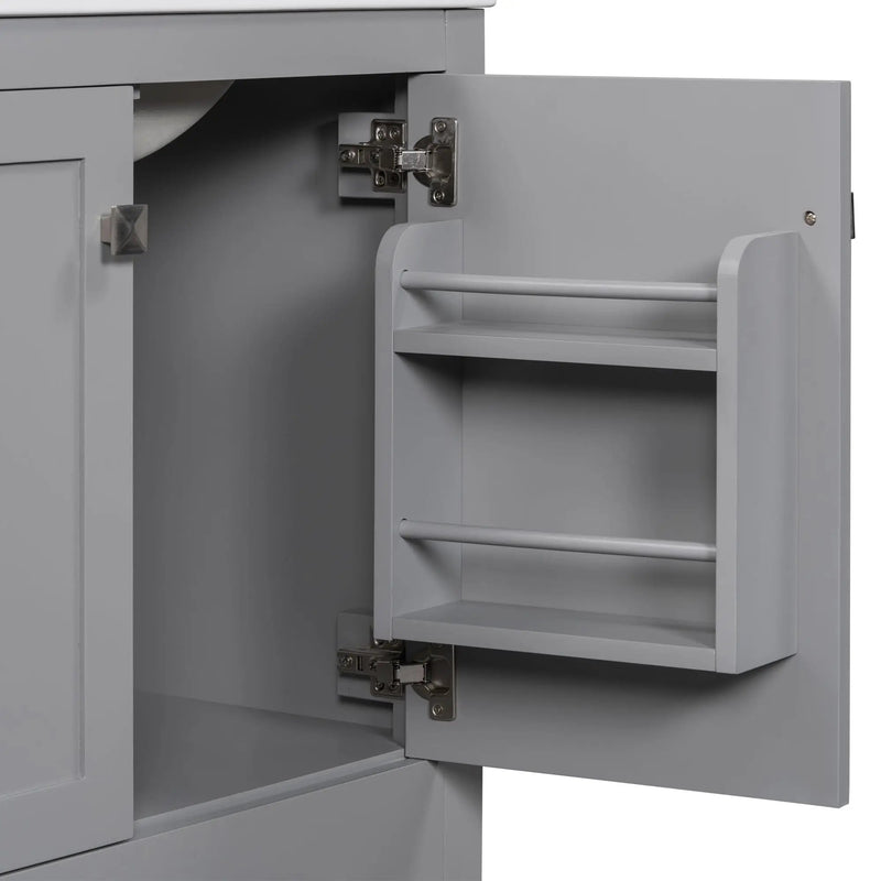 Bathroom Vanity With Single Sink, Combo Cabinet Undermount Sink, Bathroom Storage Cabinet With Two Doors And A Drawer, Soft Closing, Multifunctional Storage, Solid Wood Frame by HouseOfZazla