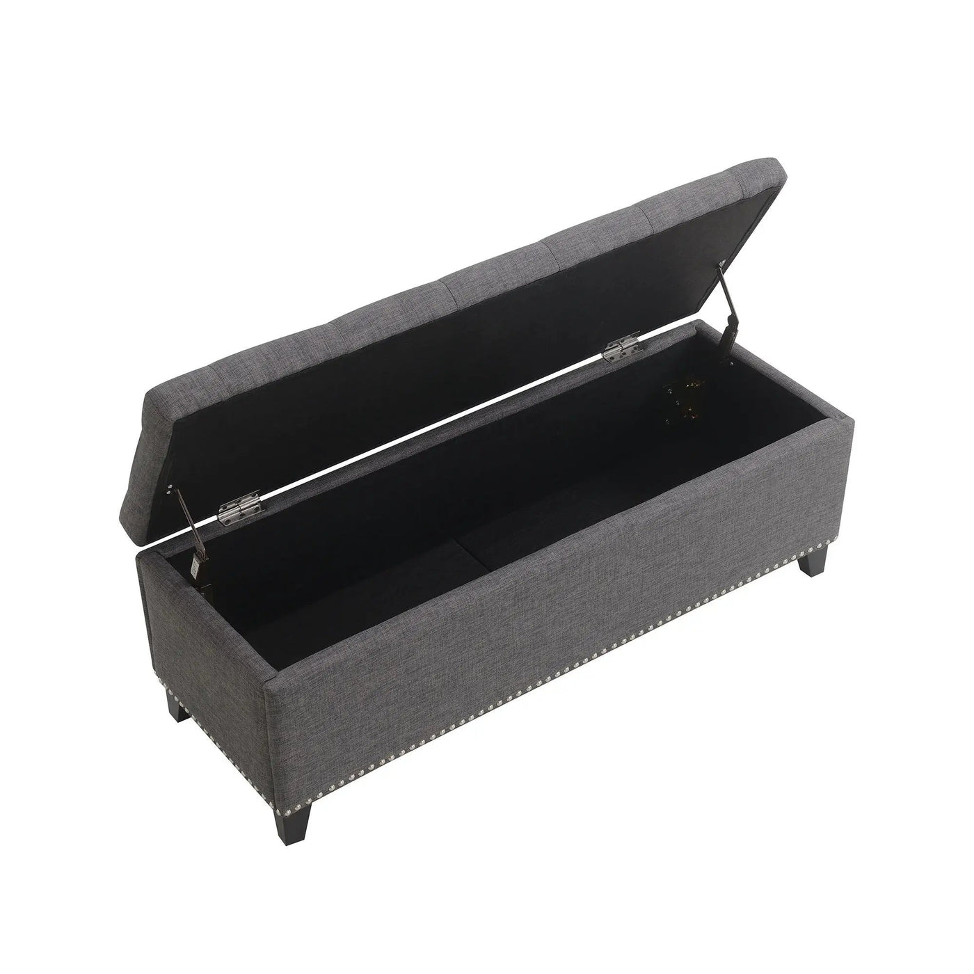 Button-Tufted Storage Ottoman With Safety Close Hinge by HouseOfZazla