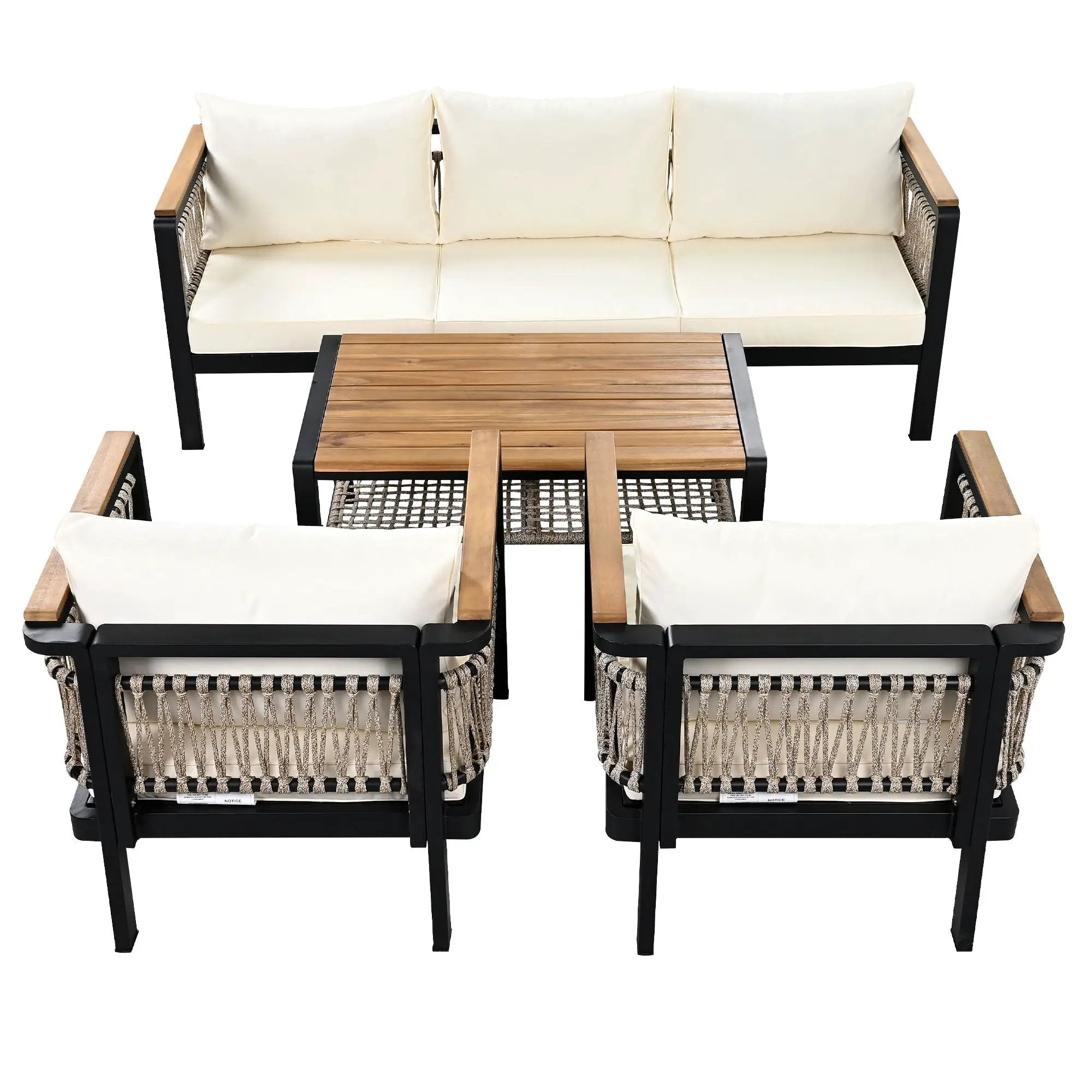 4 Pieces Outdoor Sectional Sofa Set 5 Person Patio Seating Group Outdoor Conversation Set With Cushions And A Coffee Table For Patios by HouseOfZazla
