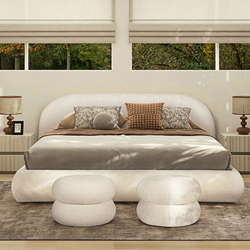 Archie Puffy Grounded - Upholstered Platform Bed by HouseOfZazla