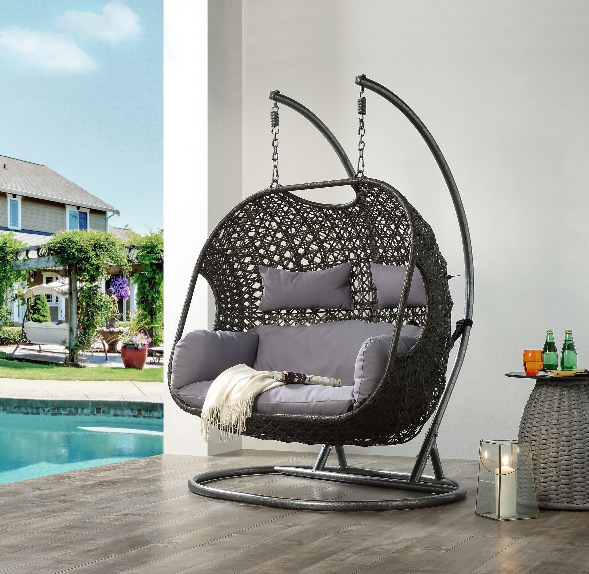 Vasant - Wicker Hanging Chair - Gray by HouseOfZazla