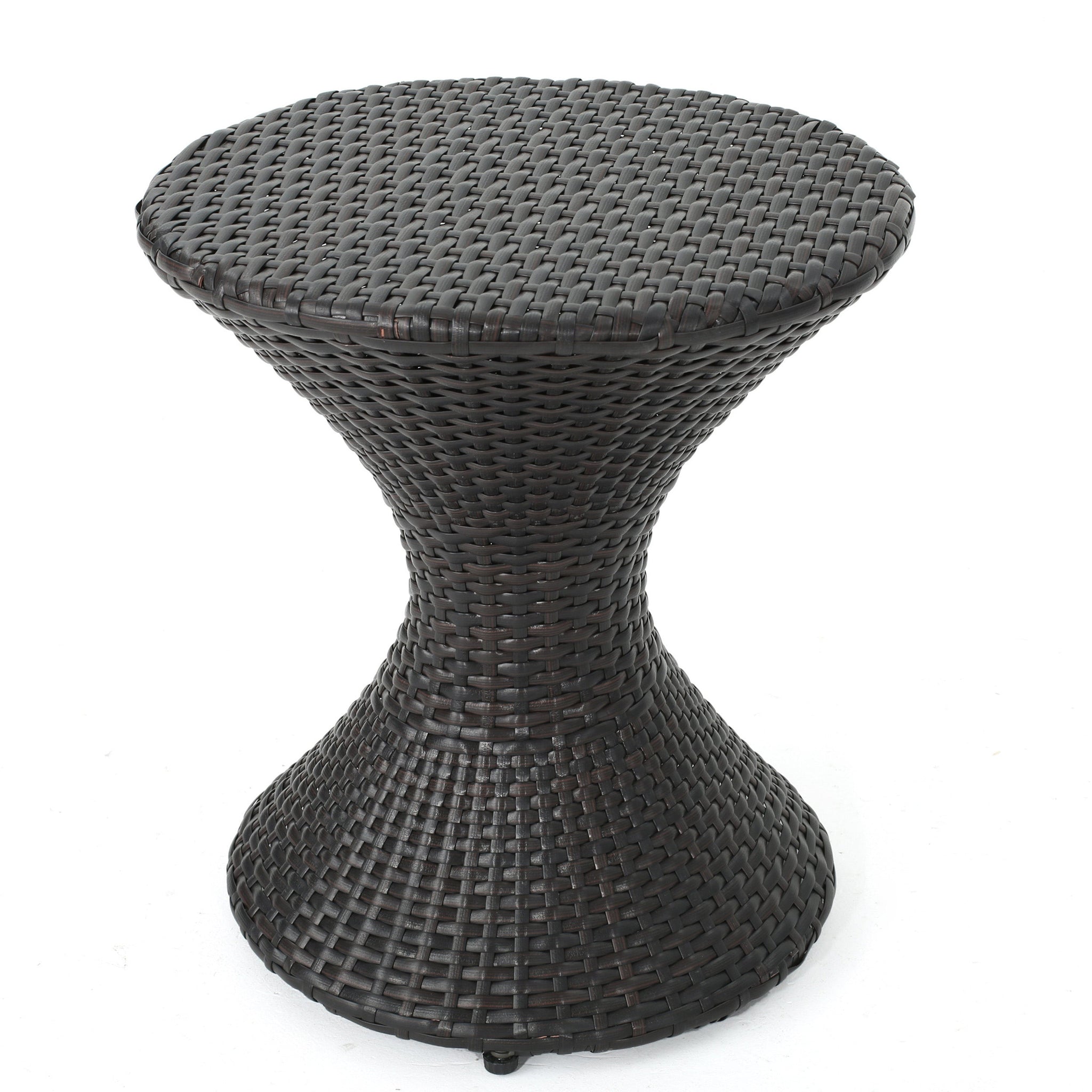 Outdoor 16-Inch Multi-Brown Wicker Hourglass Side Table by HouseOfZazla