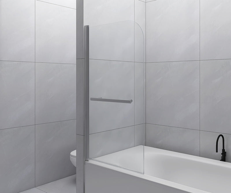 Bathtub Screen Framless Shower Door Tempered Glass Shower Panel - Transparent