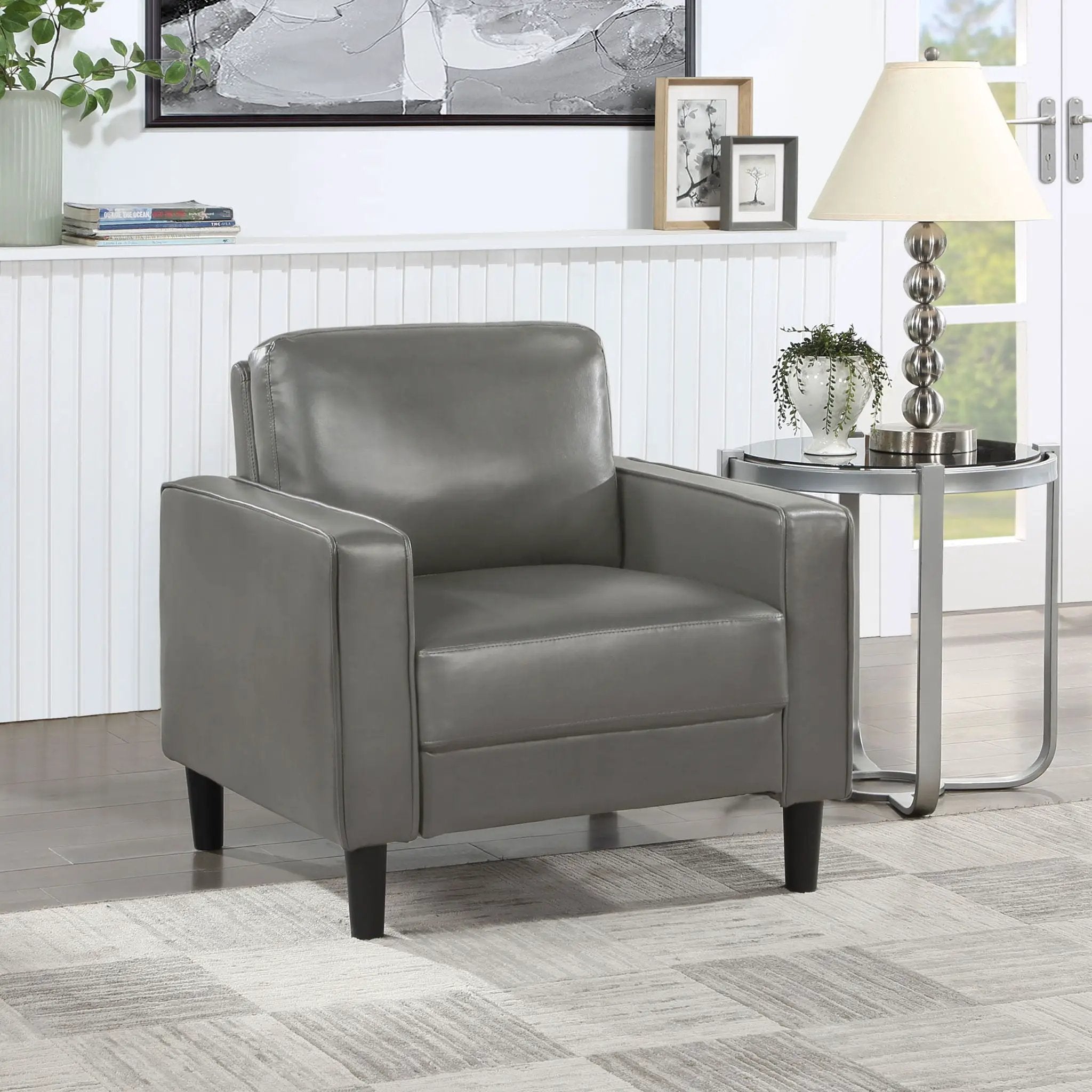 Ruth Upholstered Track Arm Accent Chair Grey by Unique Piece Furniture