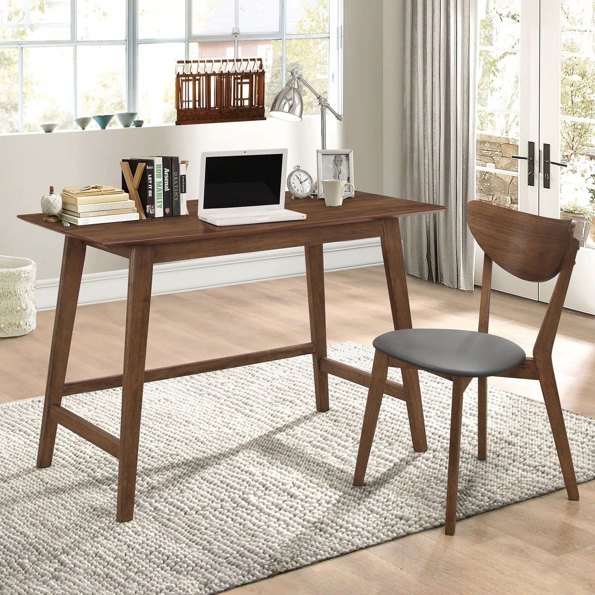 Karri 2-piece Home Office Computer Desk and Chair Set Walnut by Unique Piece Furniture