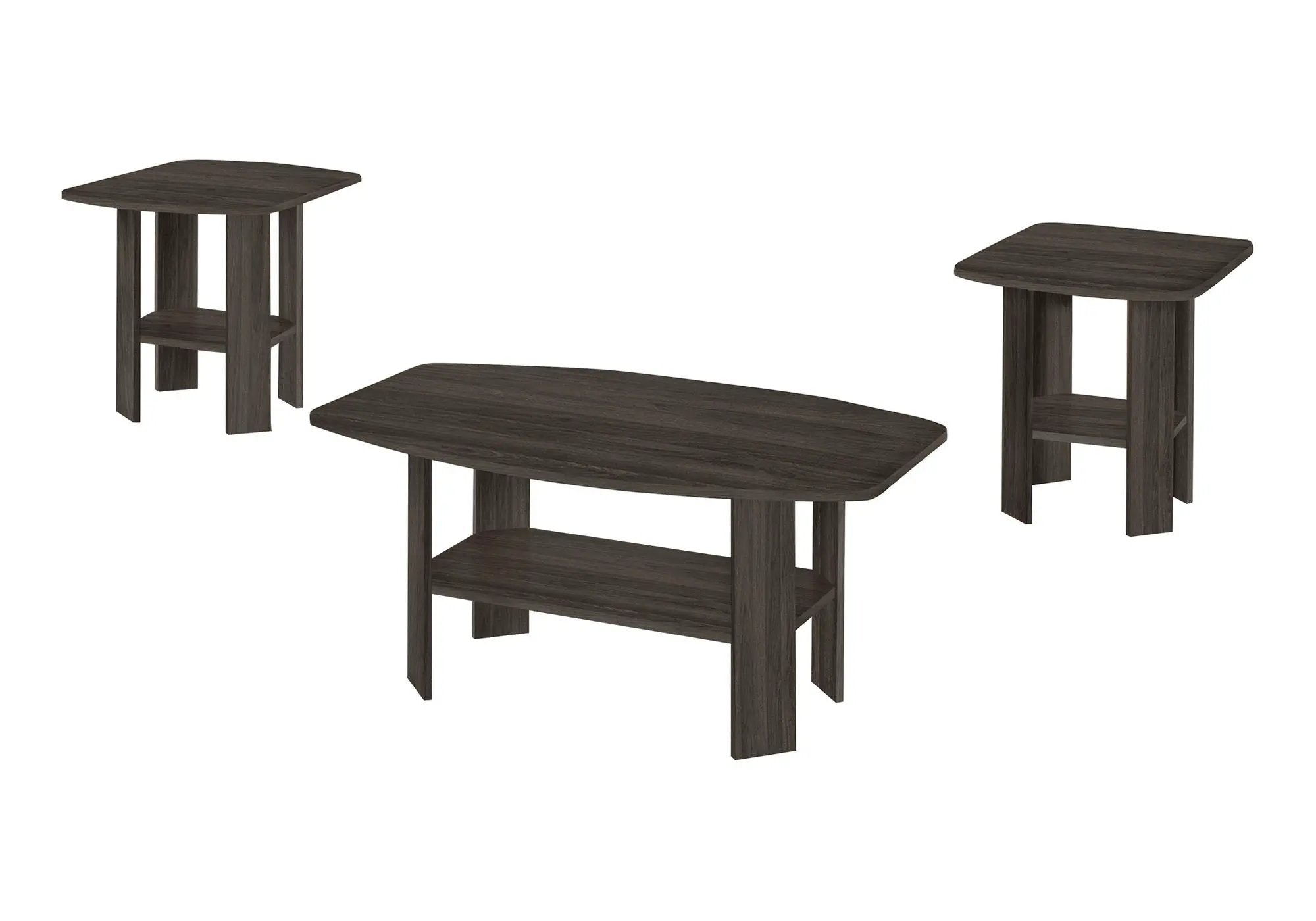 Table Set: Coffee, End, Side, Accent, Living Room, Transitional (Set of 3) - Oak by HouseOfZazla