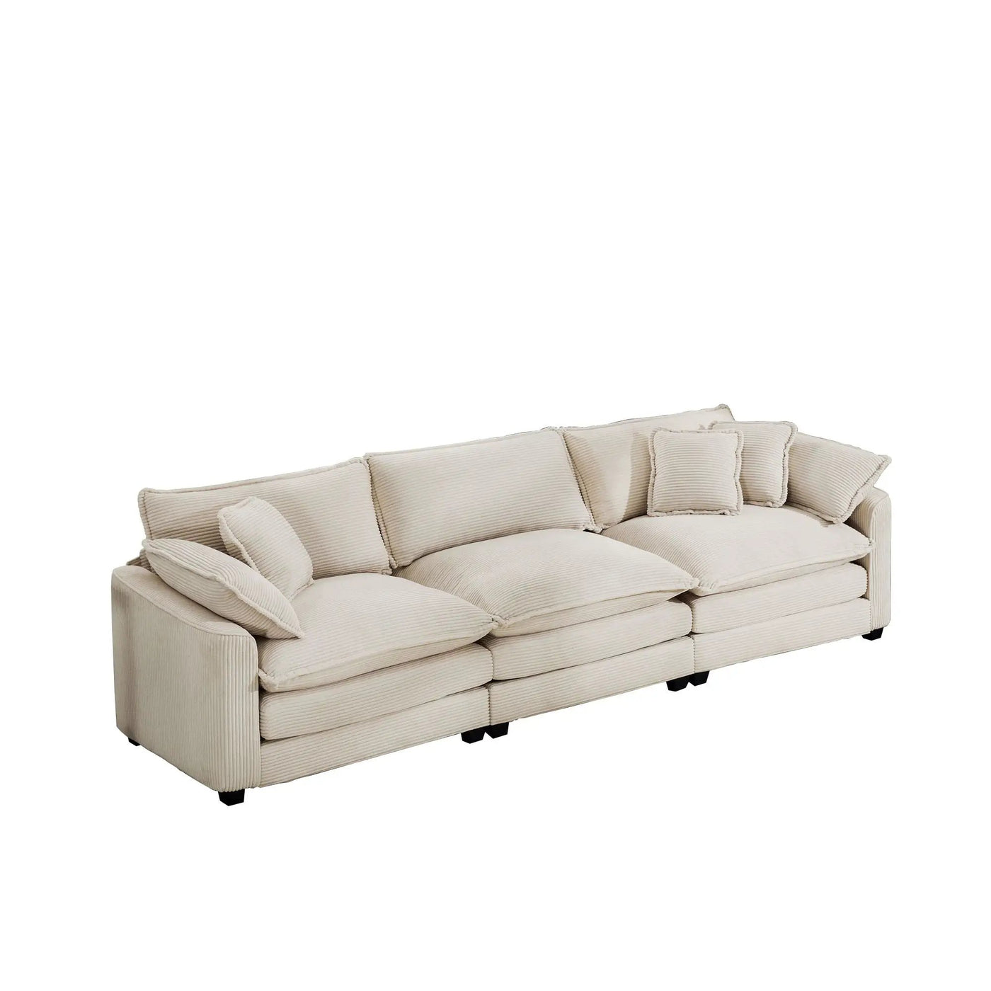 Mid-Century Modern 3 Seater Sectional Sofa With Arm And Throw Pillows by HouseOfZazla