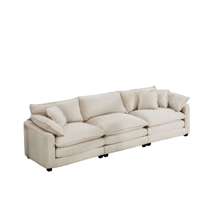 Mid-Century Modern 3 Seater Sectional Sofa With Arm And Throw Pillows by HouseOfZazla