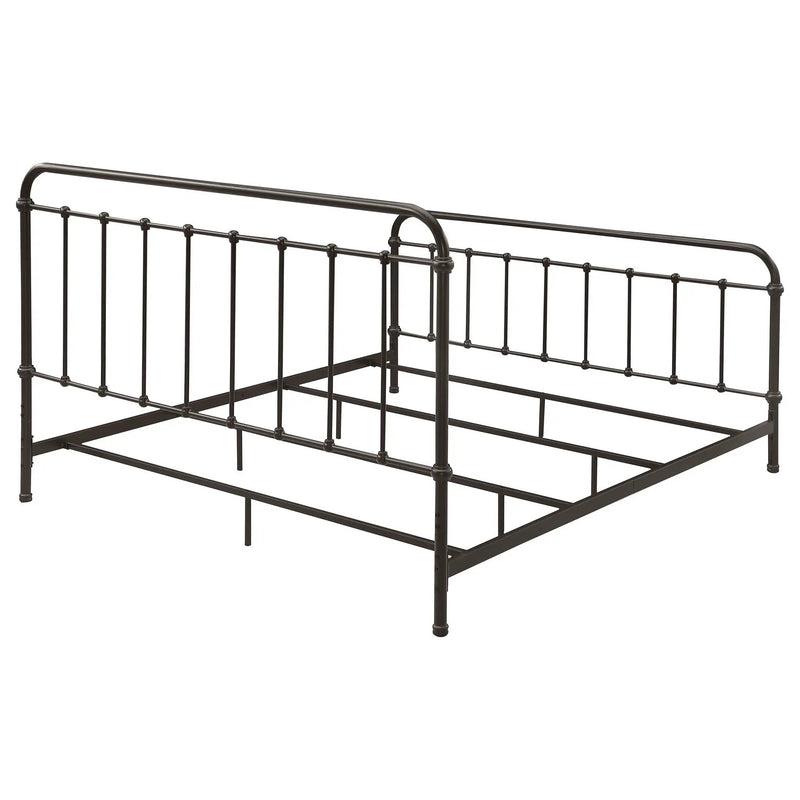 Livingston Metal Eastern King Open Frame Bed Dark Bronze by Unique Piece Furniture