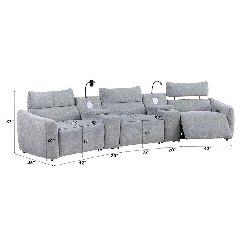 Fullar - LAF Modular Power Motion Recliner - Light Gary Chenille by Unique Piece Furniture