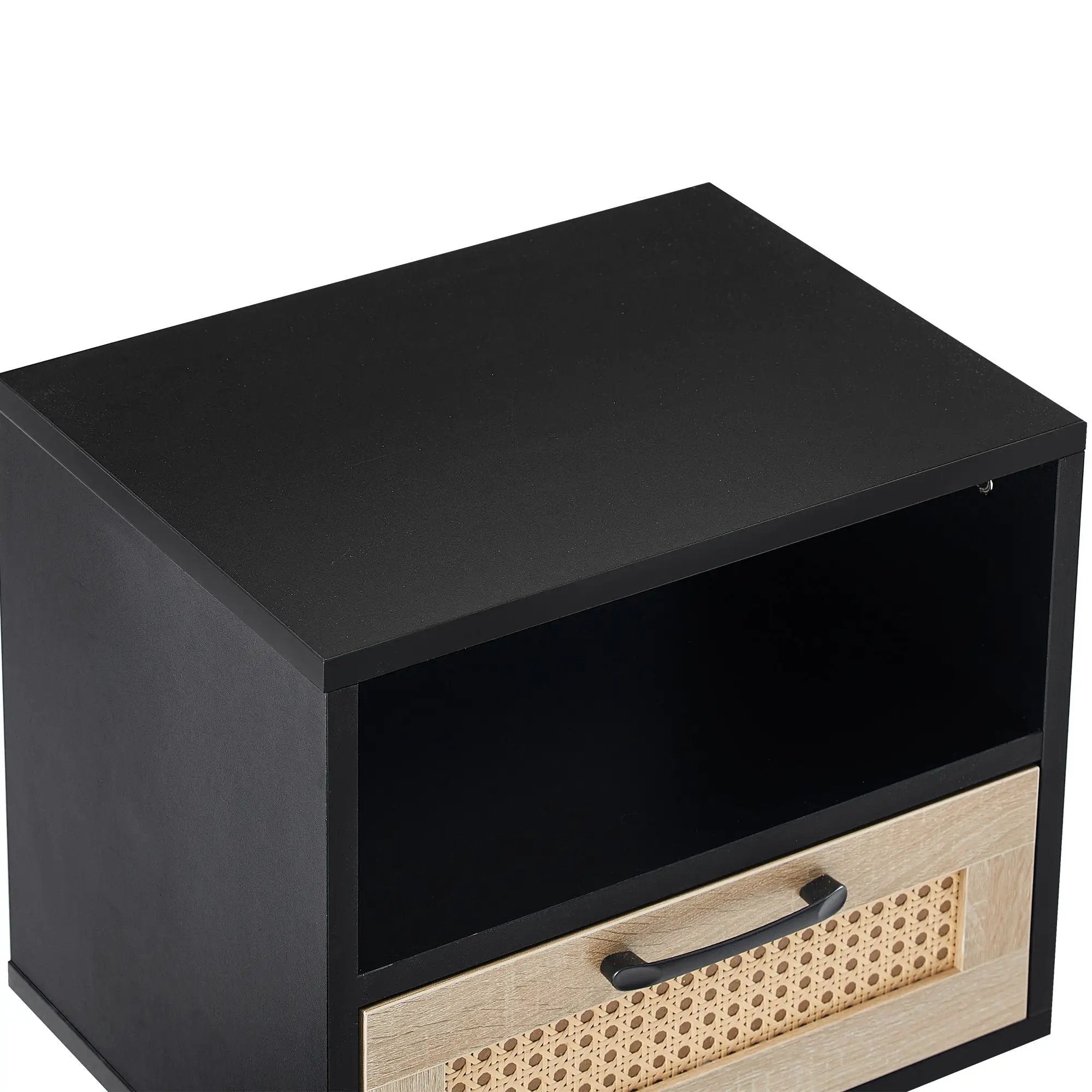 15.75" Rattan End Table With Drawer And Solid Wood Legs, Modern Nightstand, Side Table For Living Room, Bedroom by HouseOfZazla