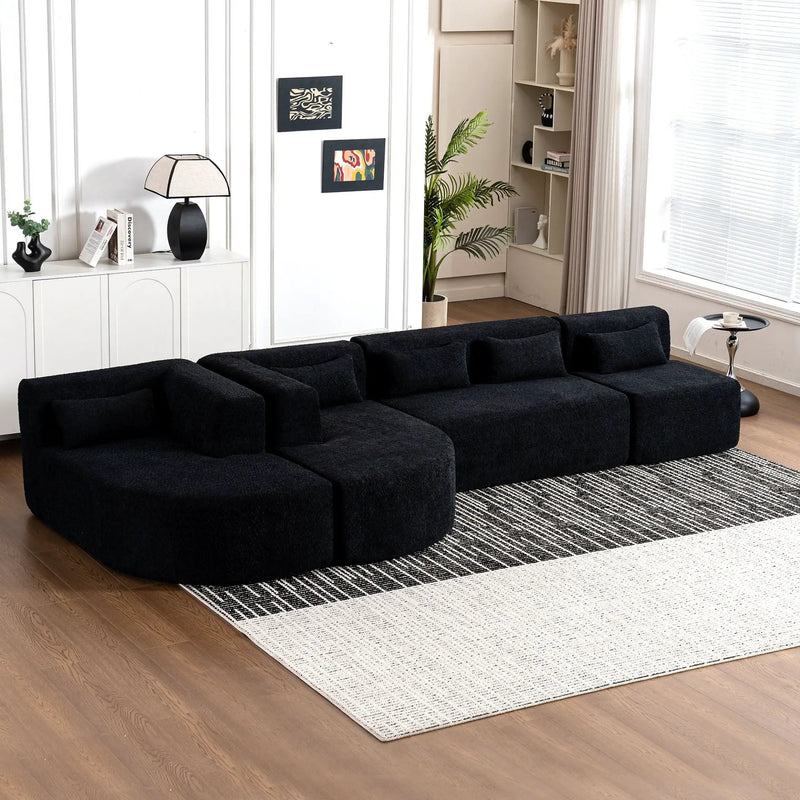 Upholstered Sofa Free Combined Sofa Couch With 2 Chaise Lounge And Five Back Pillows For Living Room by HouseOfZazla