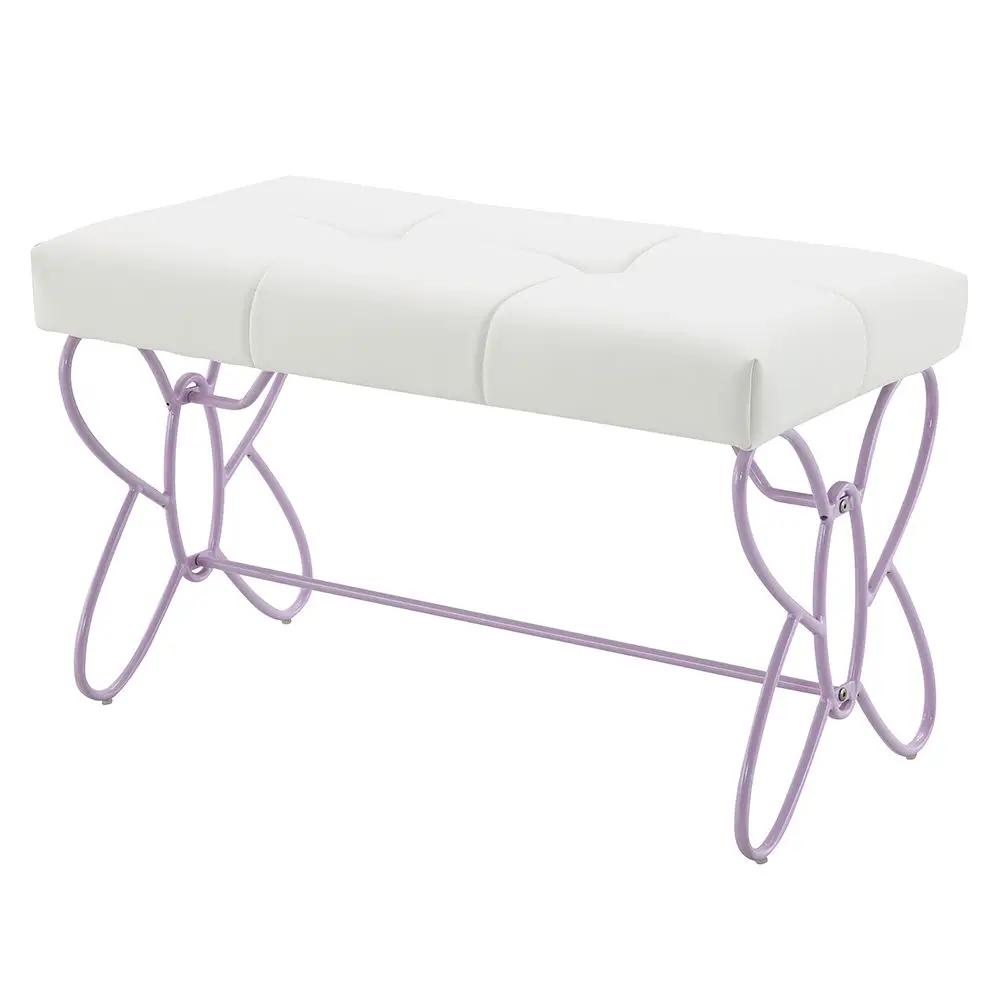 Priya II - Bench - White & Light Synthetic Leather Rple by Unique Piece Furniture