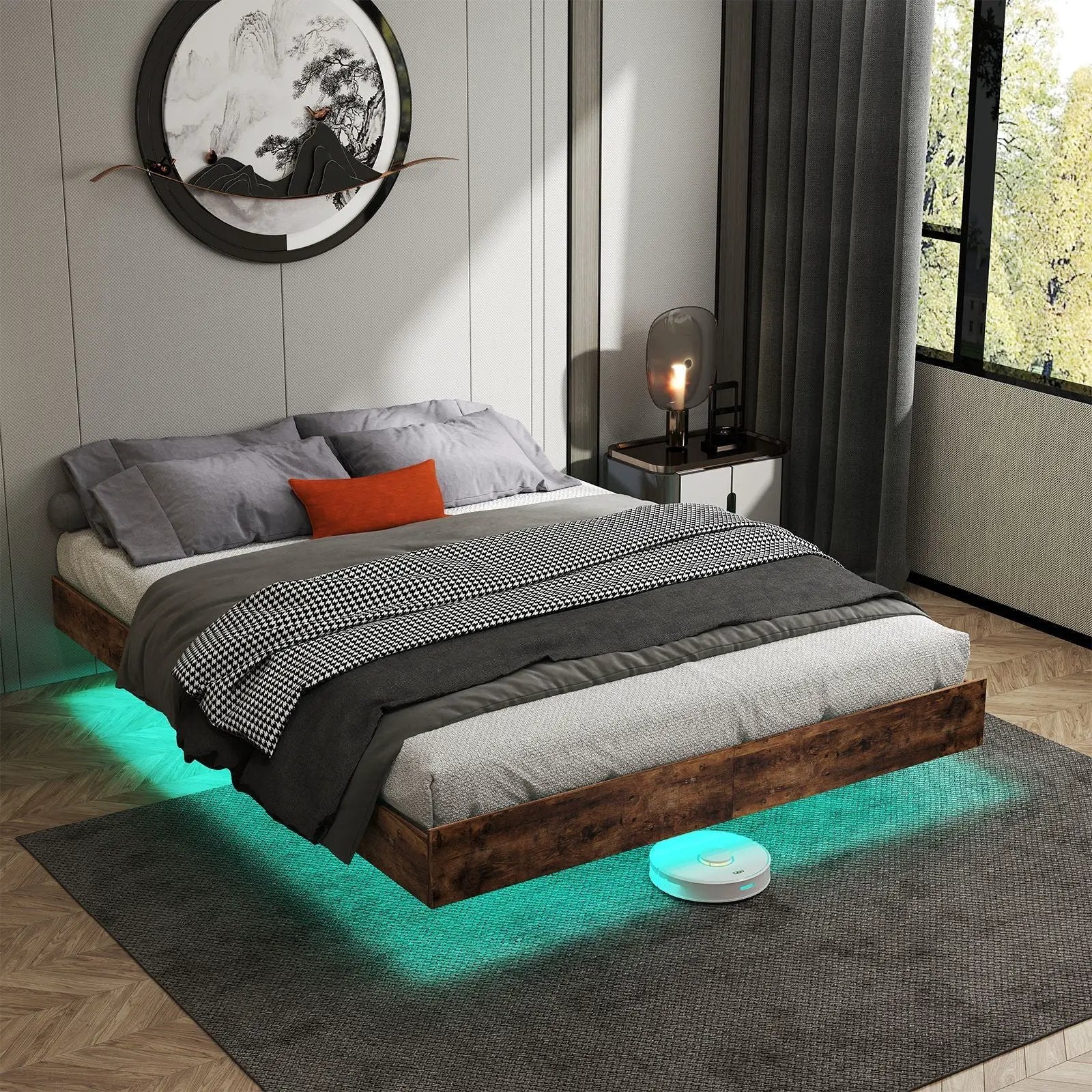 Platform Floating Bed Frame With RGB LED Lights by HouseOfZazla