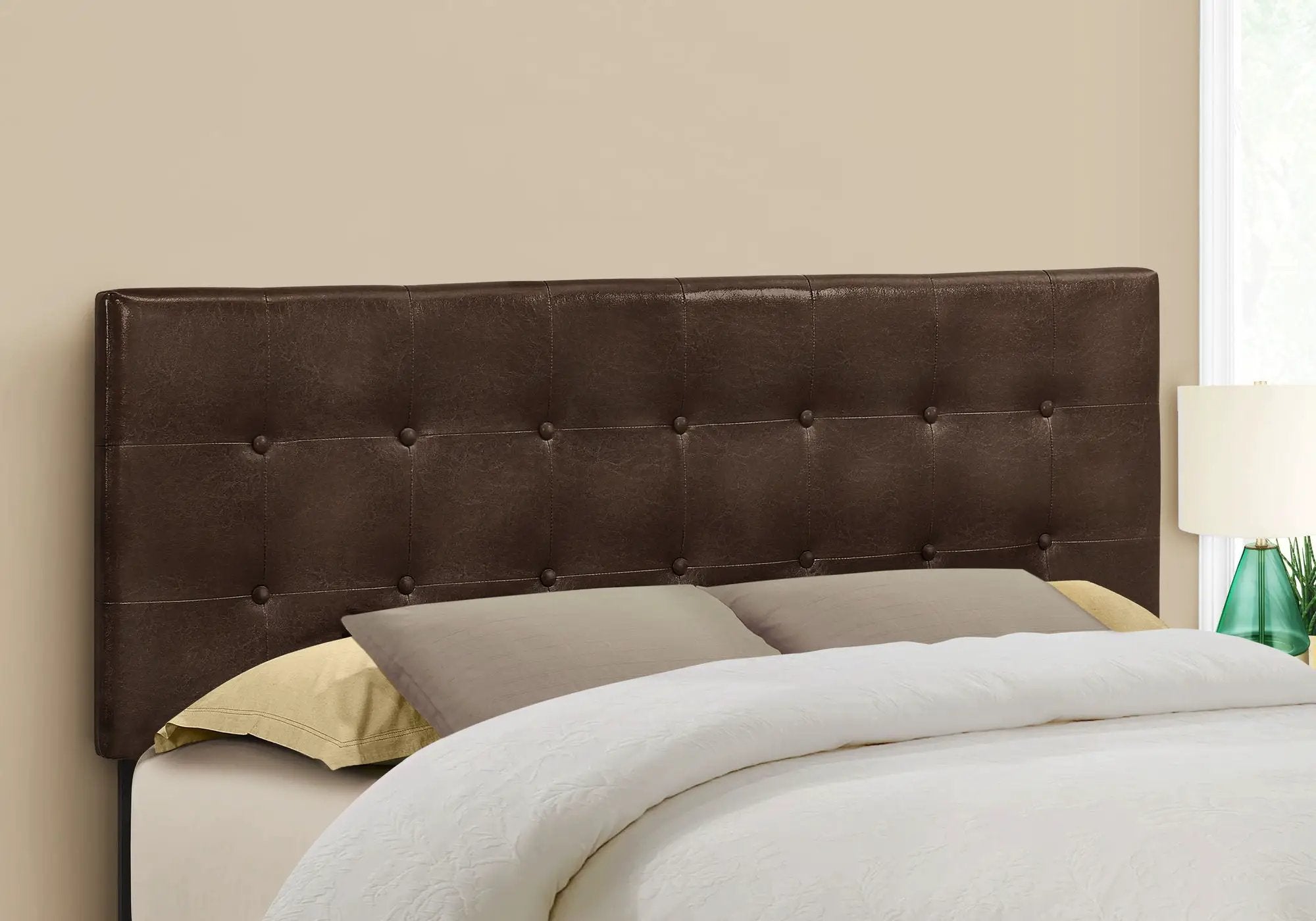 Queen Size Upholstered Bed Headboard - Transitional Brown by HouseOfZazla