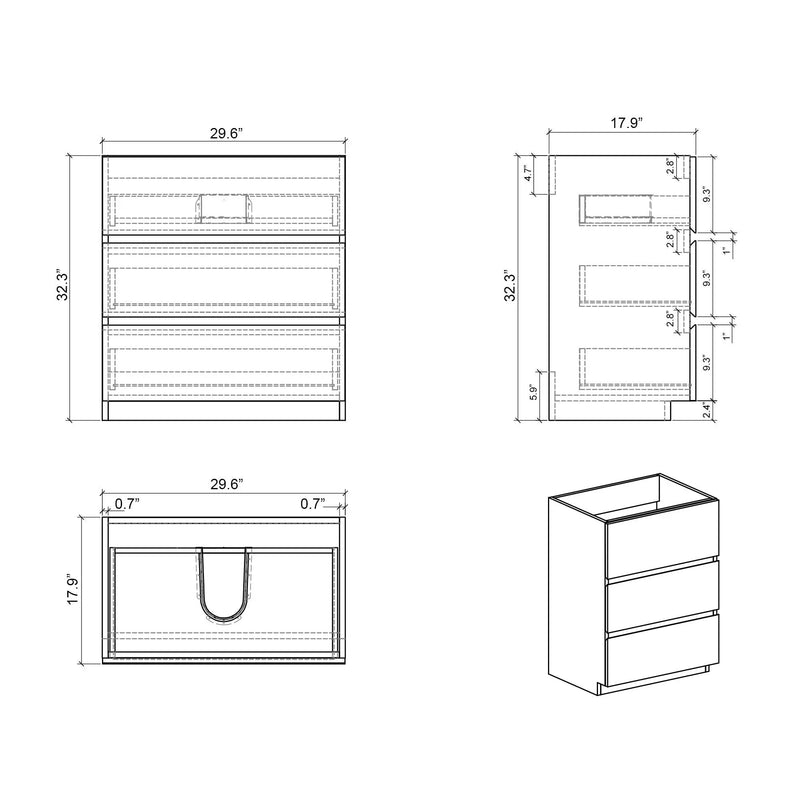 Alice - Bathroom Vanity With Large Storage Freestanding Bathroom Vanity, Sink For Modern Bathroom, One-Piece Sink Basin Without Drain And Faucet by Unique Piece Furniture